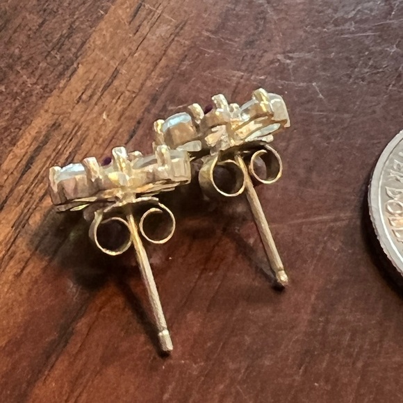 EUC gemstone and sterling silver butterfly earrings - Picture 3 of 3